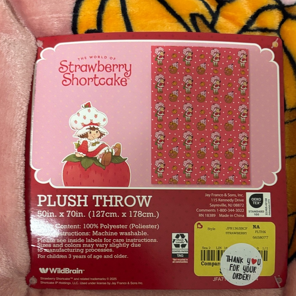 Strawberry Shortcake Plush Throw Blanket - Pink